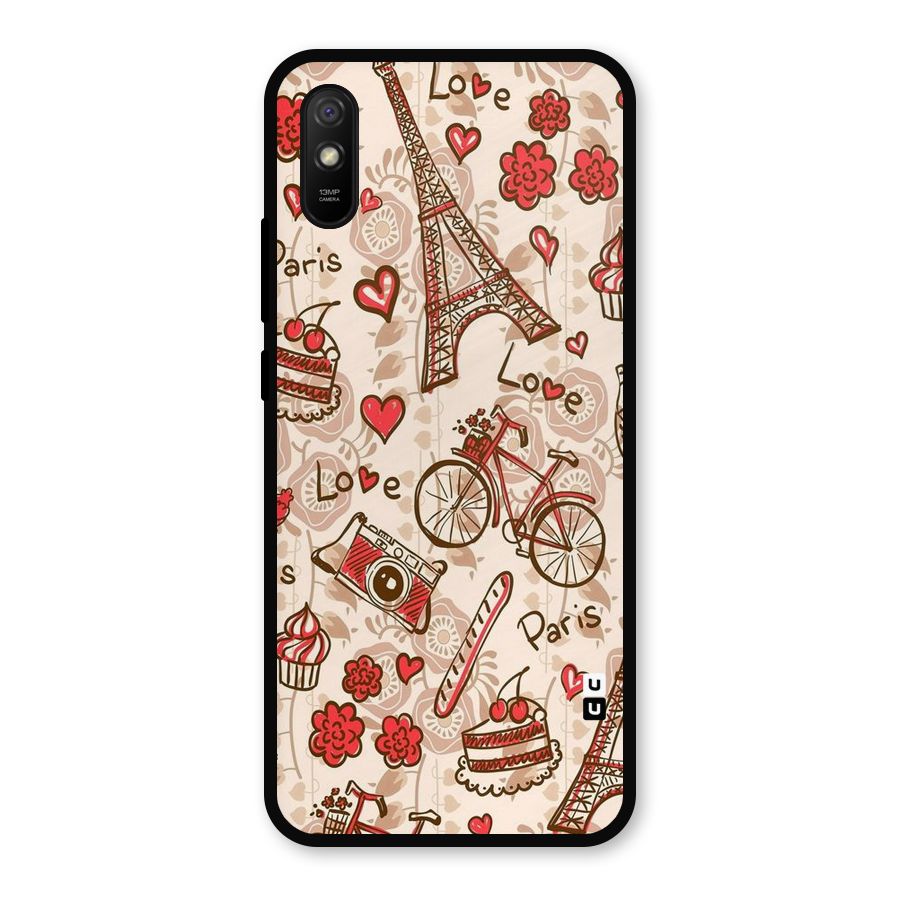 Red Peach City Metal Back Case for Redmi 9a