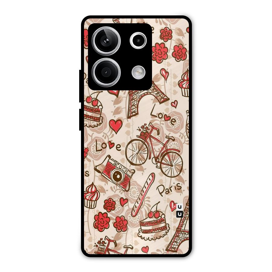 Red Peach City Metal Back Case for Redmi Note 13 5G