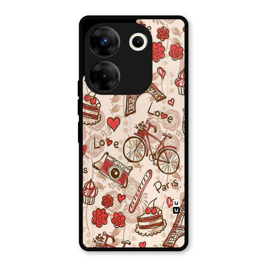 Red Peach City Metal Back Case for Tecno Camon 20
