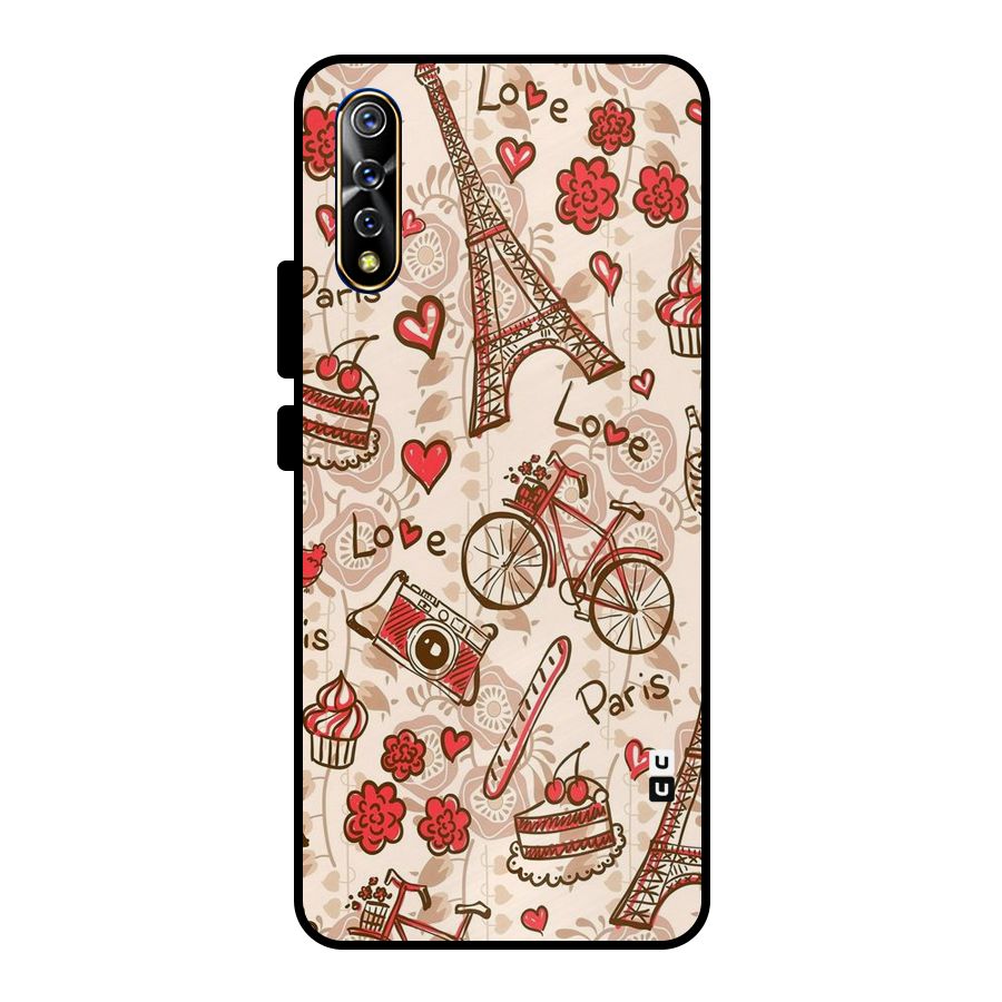 Red Peach City Metal Back Case for Vivo S1