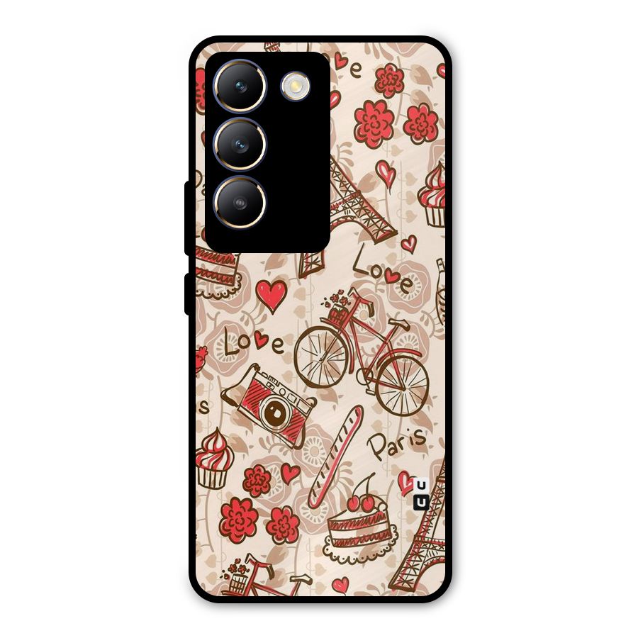 Red Peach City Metal Back Case for Vivo T3 5G