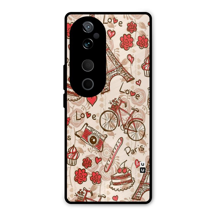Red Peach City Metal Back Case for Vivo T3 Ultra