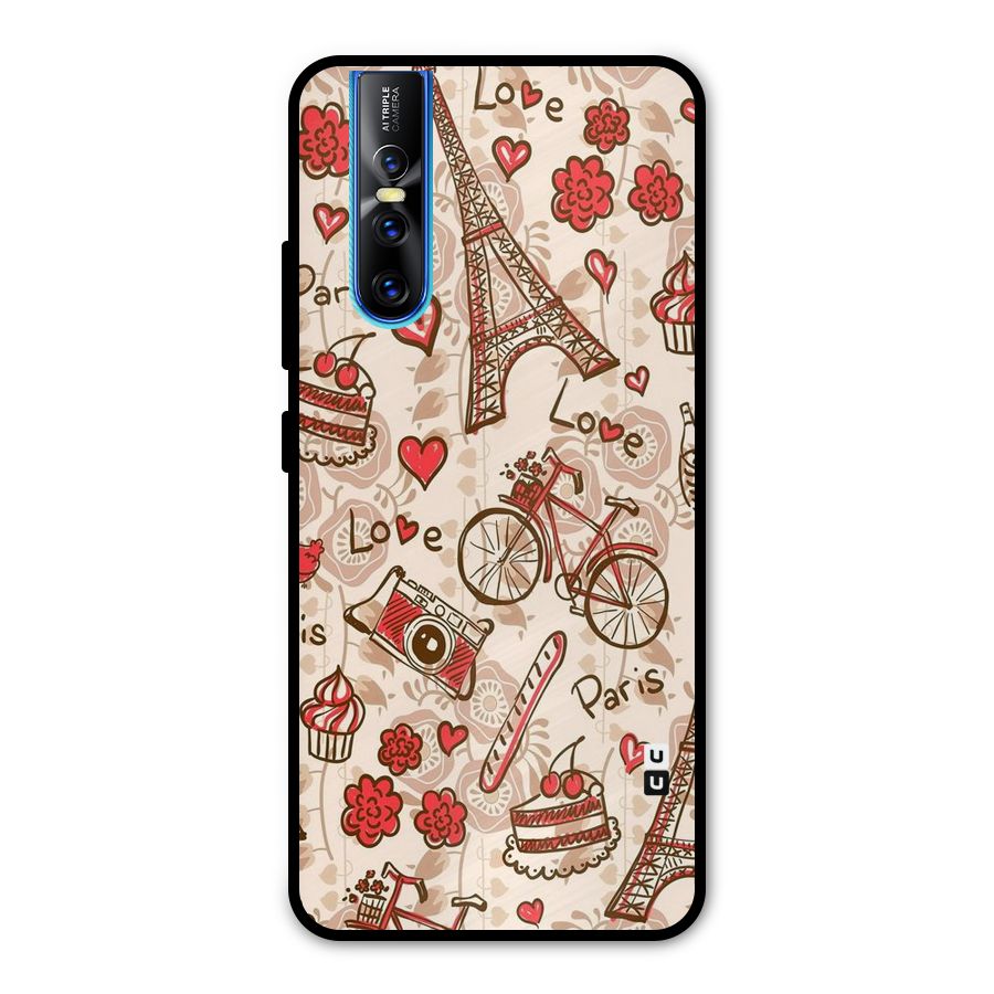 Red Peach City Metal Back Case for Vivo V15 Pro