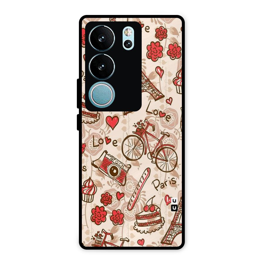 Red Peach City Metal Back Case for Vivo V29