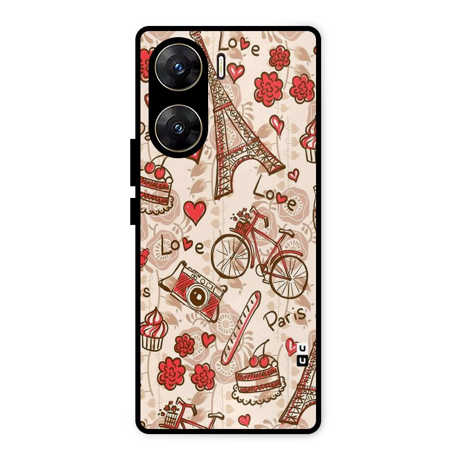 Red Peach City Metal Back Case for Vivo V29e