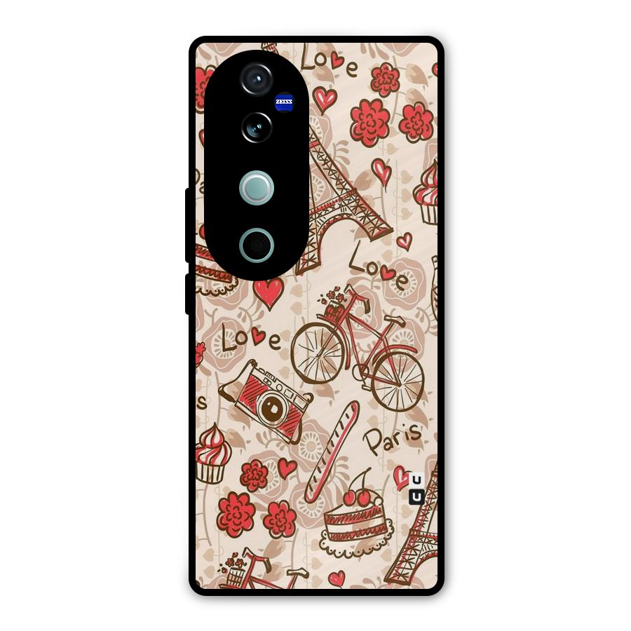 Red Peach City Metal Back Case for Vivo V40