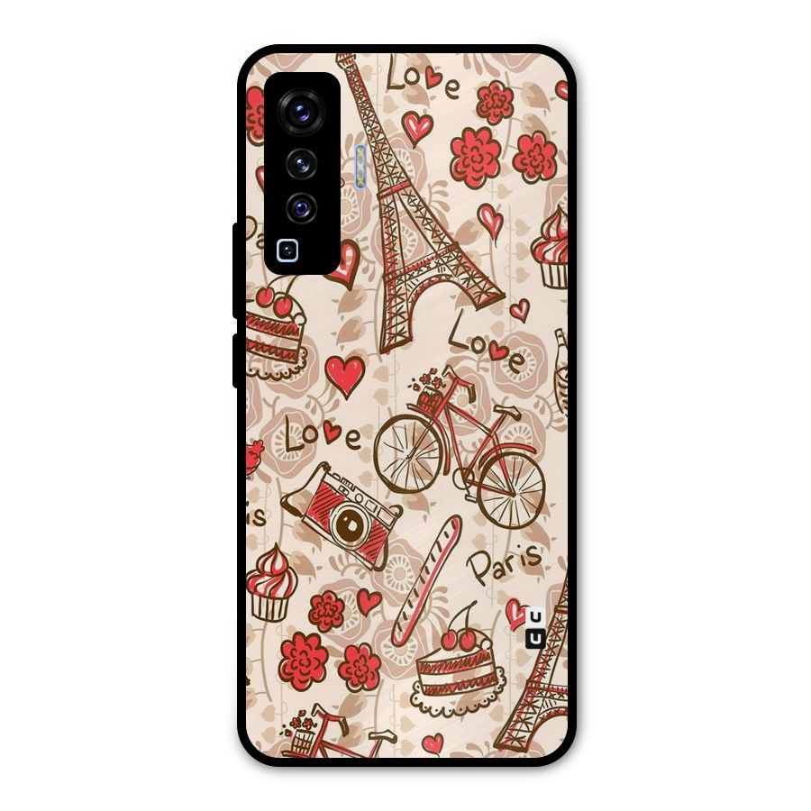 Red Peach City Metal Back Case for Vivo X50