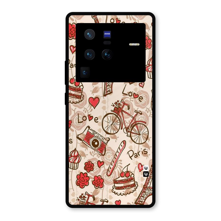 Red Peach City Metal Back Case for Vivo X80 Pro