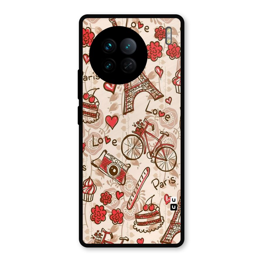 Red Peach City Metal Back Case for Vivo X90