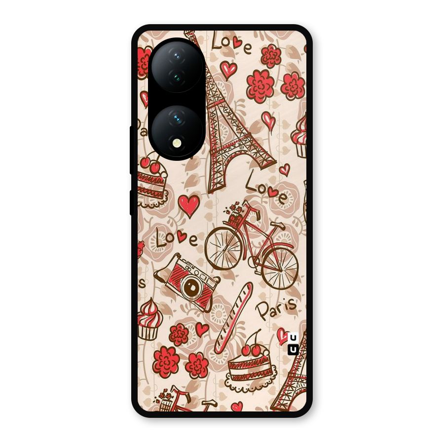 Red Peach City Metal Back Case for Vivo Y100a