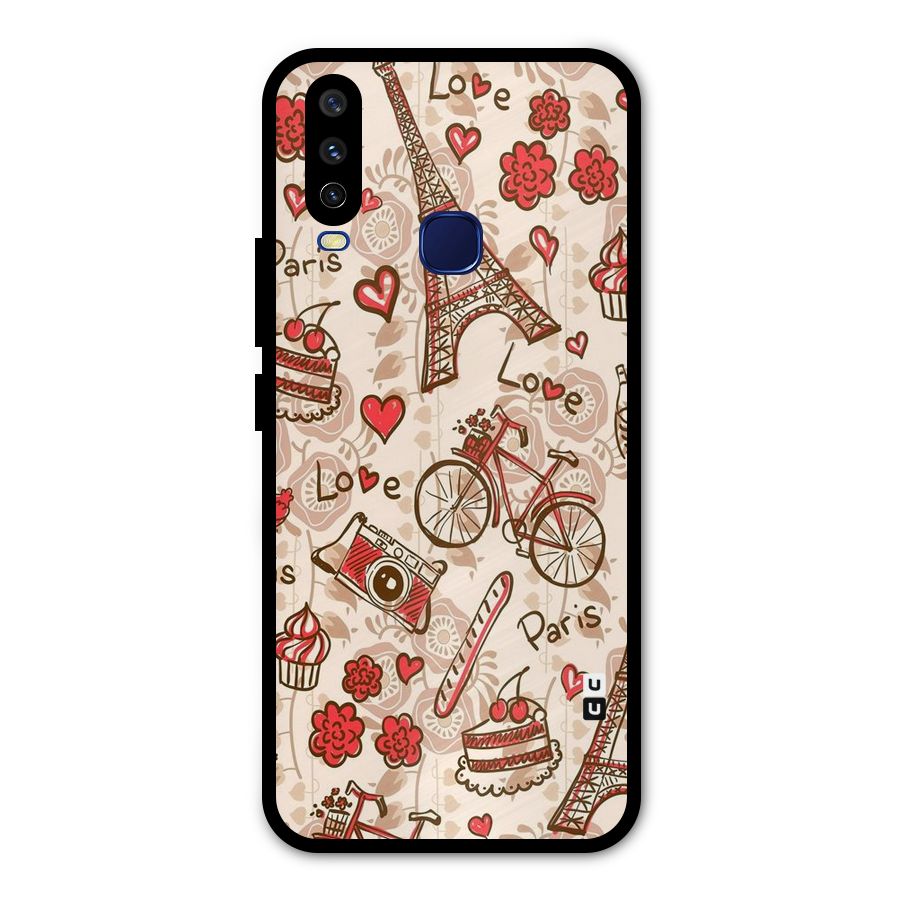 Red Peach City Metal Back Case for Vivo Y15