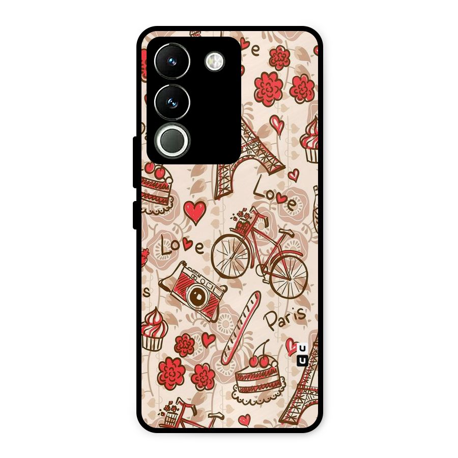 Red Peach City Metal Back Case for Vivo Y200