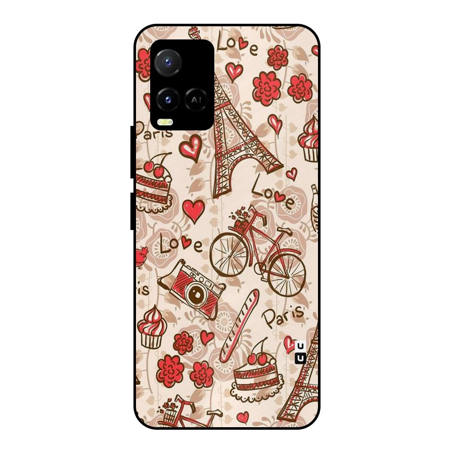 Red Peach City Metal Back Case for Vivo Y21