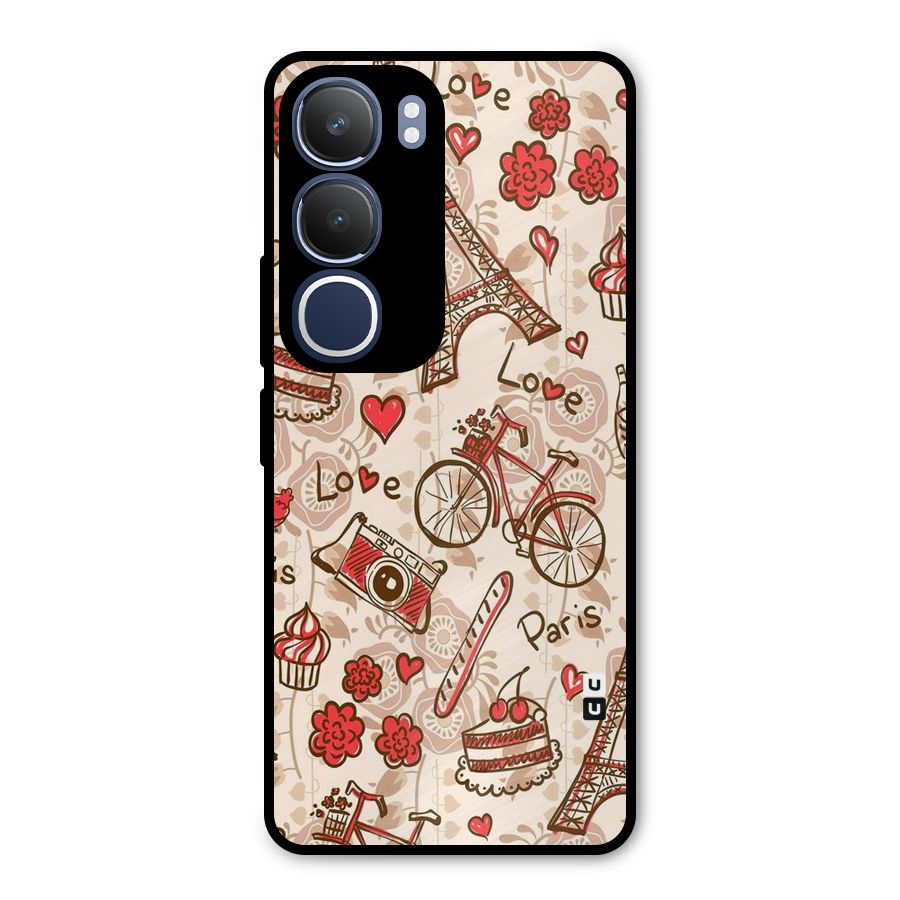 Red Peach City Metal Back Case for Vivo Y29