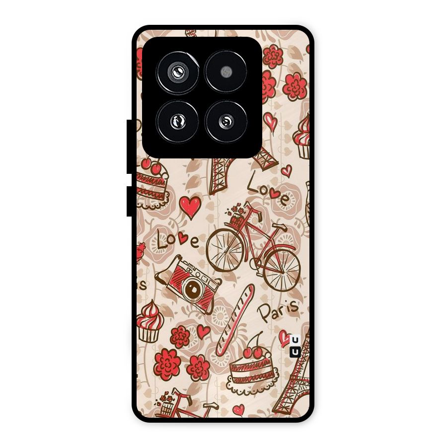 Red Peach City Metal Back Case for Xiaomi 14 Pro
