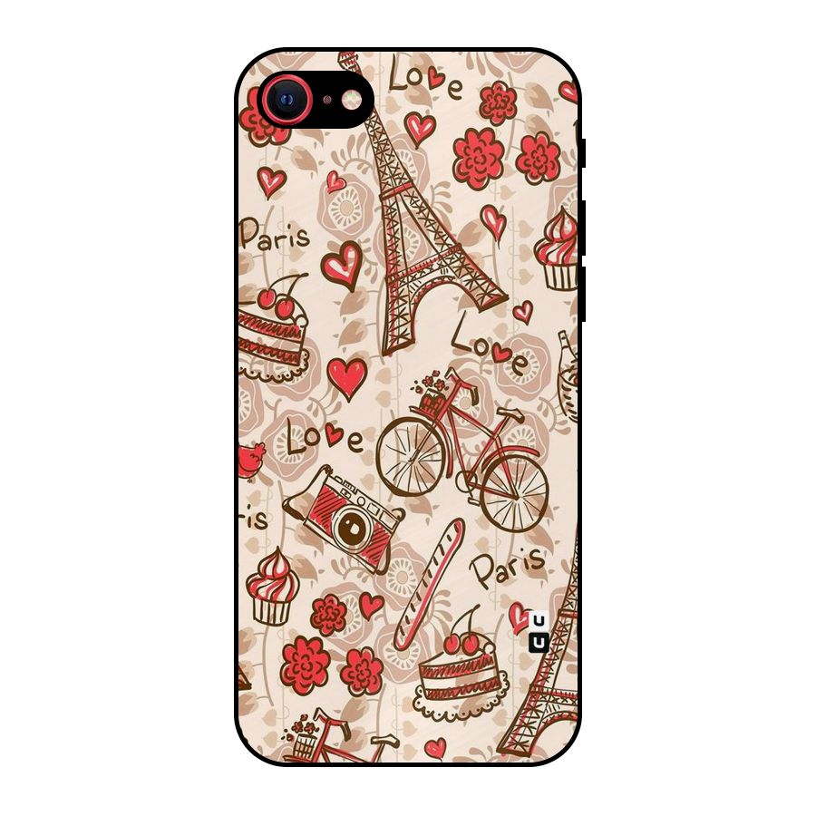 Red Peach City Metal Back Case for iPhone SE 2020
