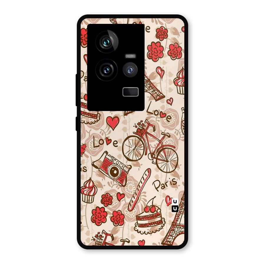 Red Peach City Metal Back Case for iQOO 11 5G
