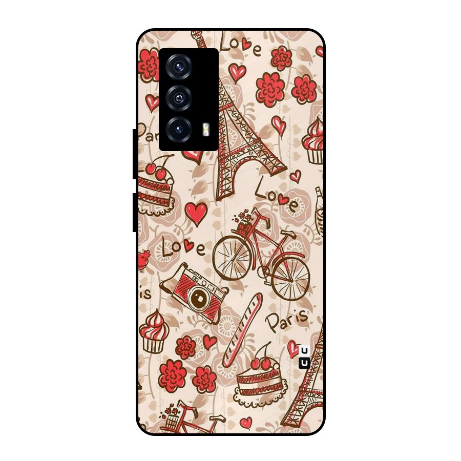 Red Peach City Metal Back Case for iQOO Z5