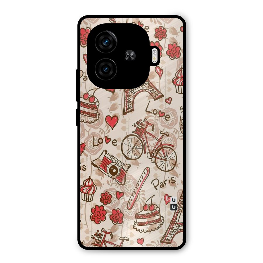 Red Peach City Metal Back Case for iQOO Z9 Turbo