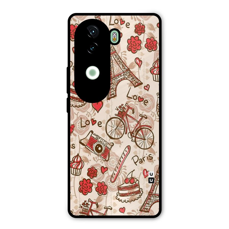 Red Peach City Metal Back Case for iQOO Z9s