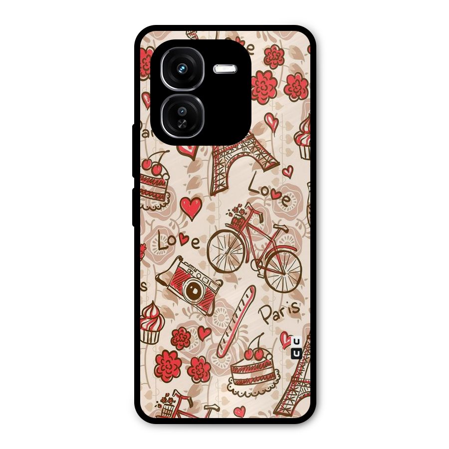 Red Peach City Metal Back Case for iQOO Z9x