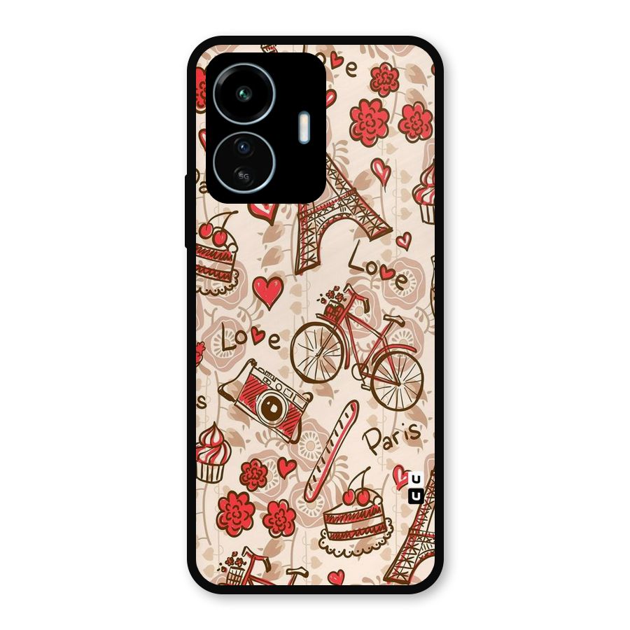 Red Peach City Metal Back Case for vivo iQOO Z6 Lite 5G