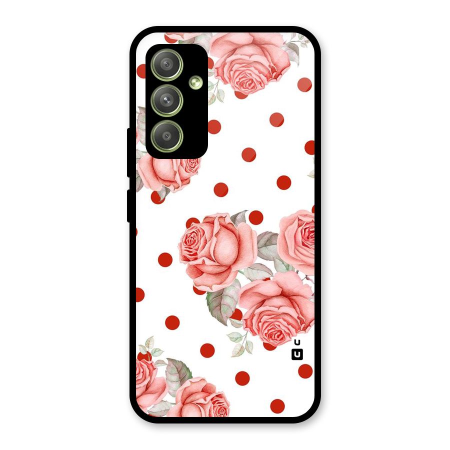 Red Peach Shade Flowers Glass Back Case for Galaxy A54