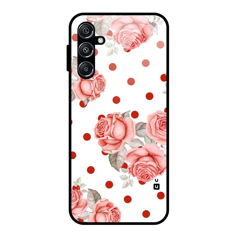Red Peach Shade Flowers Glass Back Case for Galaxy M34 5G