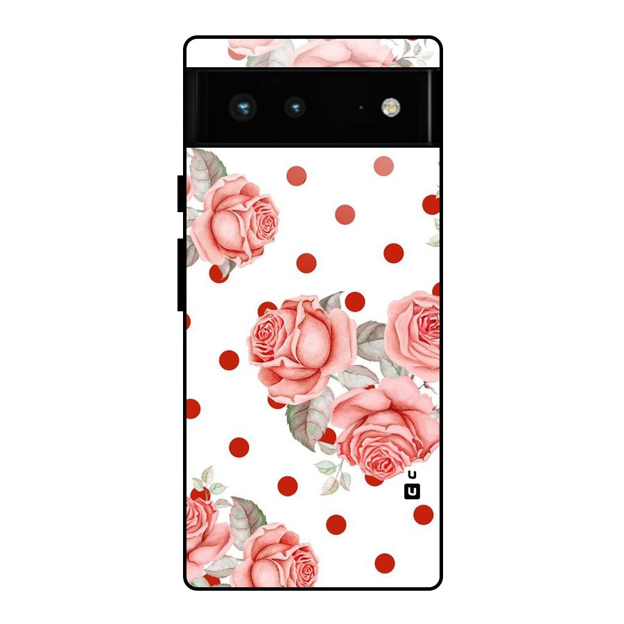 Red Peach Shade Flowers Glass Back Case for Google Pixel 6