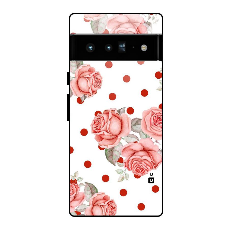 Red Peach Shade Flowers Glass Back Case for Google Pixel 6 Pro
