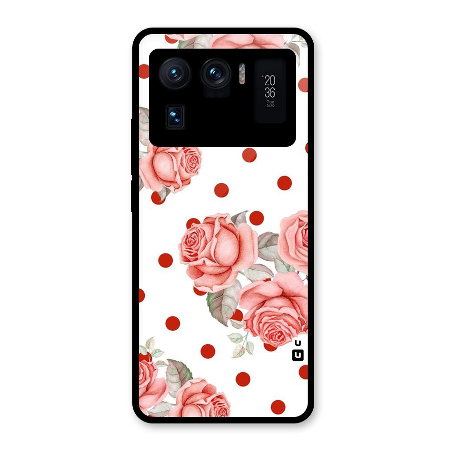 Red Peach Shade Flowers Glass Back Case for Mi 11 Ultra
