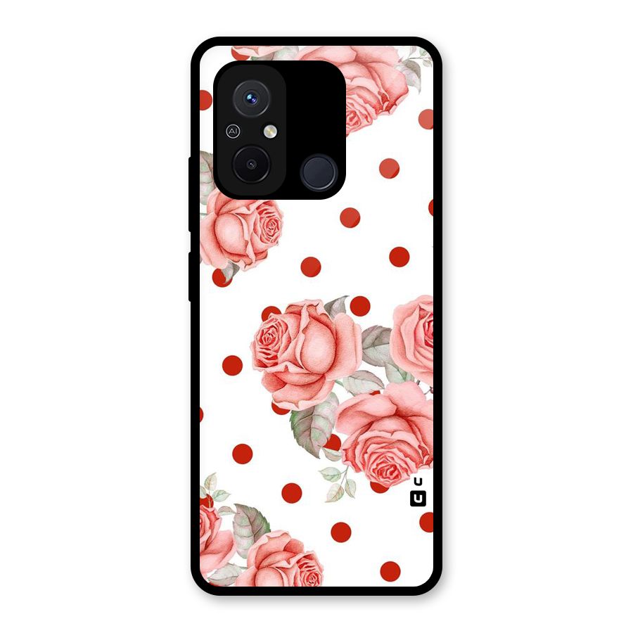 Red Peach Shade Flowers Glass Back Case for Redmi 12C
