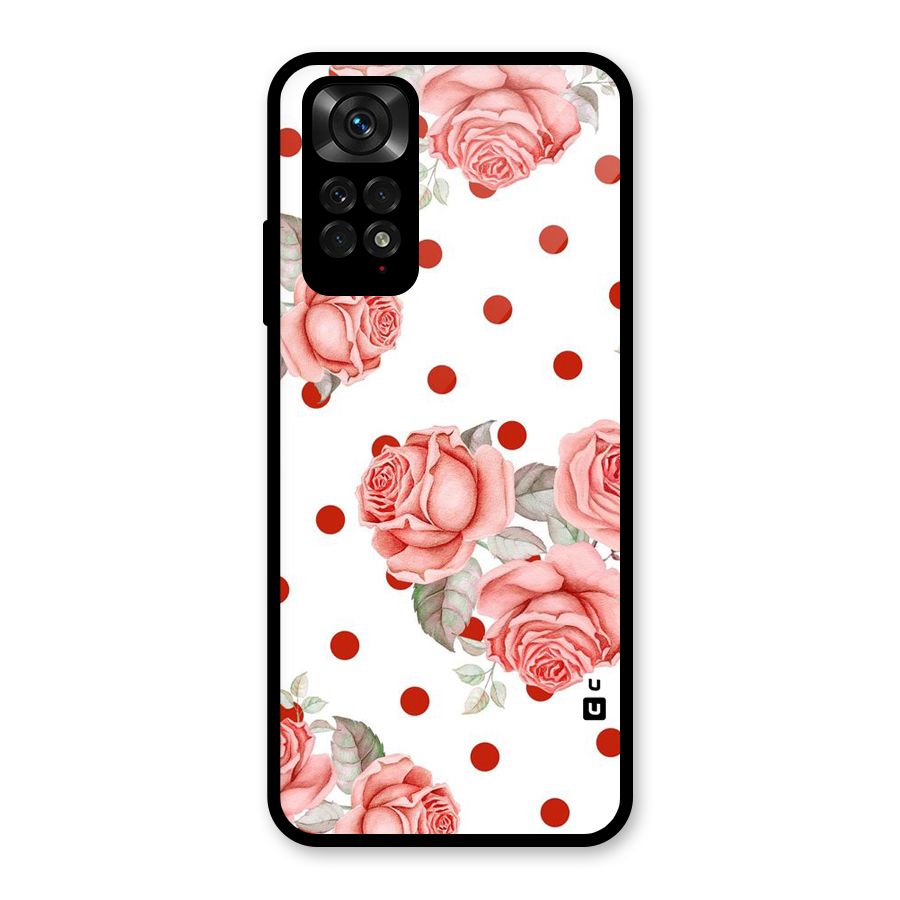 Red Peach Shade Flowers Glass Back Case for Redmi Note 11S