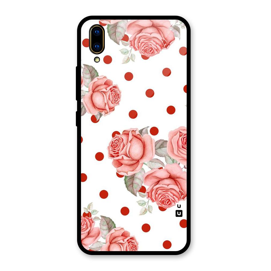 Red Peach Shade Flowers Glass Back Case for Vivo V11 Pro