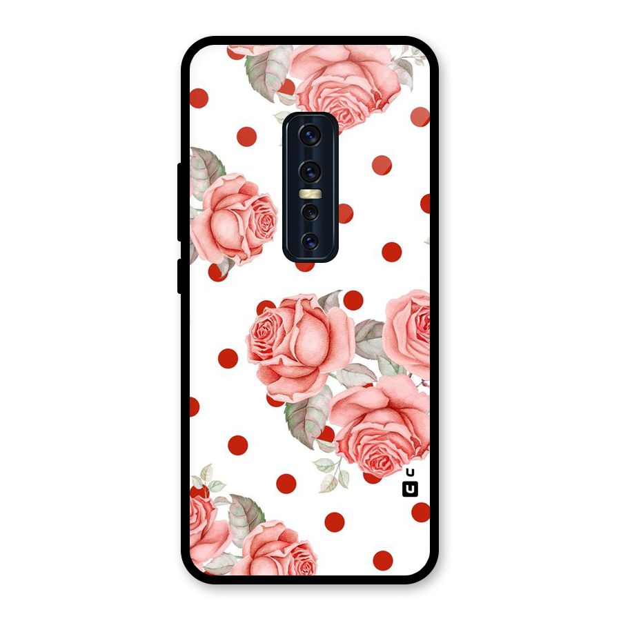 Red Peach Shade Flowers Glass Back Case for Vivo V17 Pro
