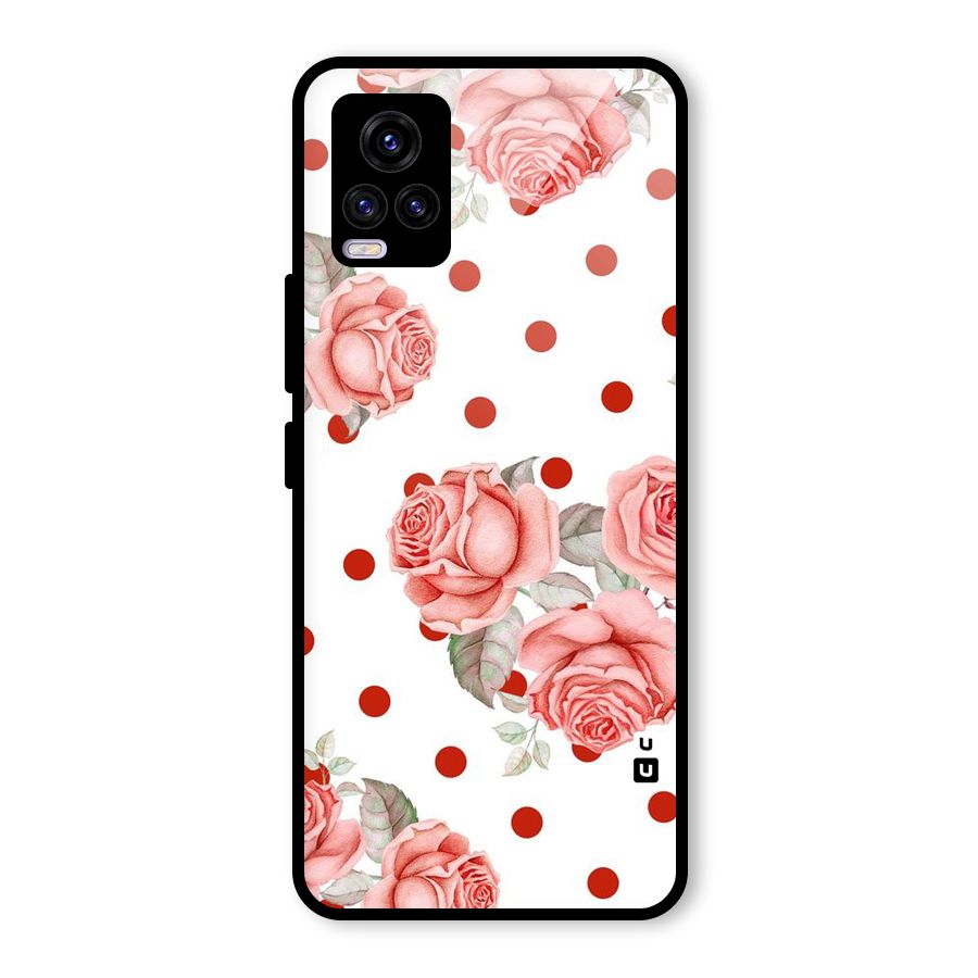 Red Peach Shade Flowers Glass Back Case for Vivo V20 2021