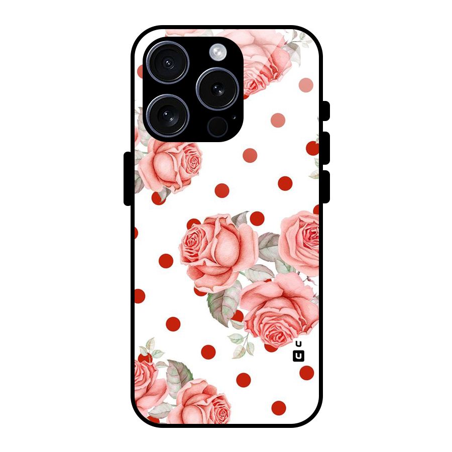 Red Peach Shade Flowers Glass Back Case for iPhone 15 Pro
