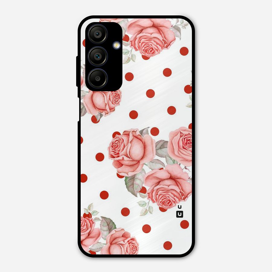 Red Peach Shade Flowers Metal Back Case for Galaxy A15 5G