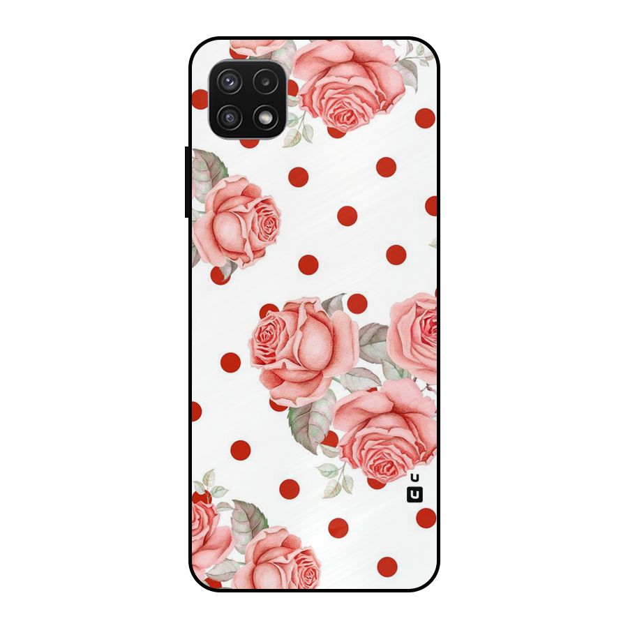 Red Peach Shade Flowers Metal Back Case for Galaxy A22 5G