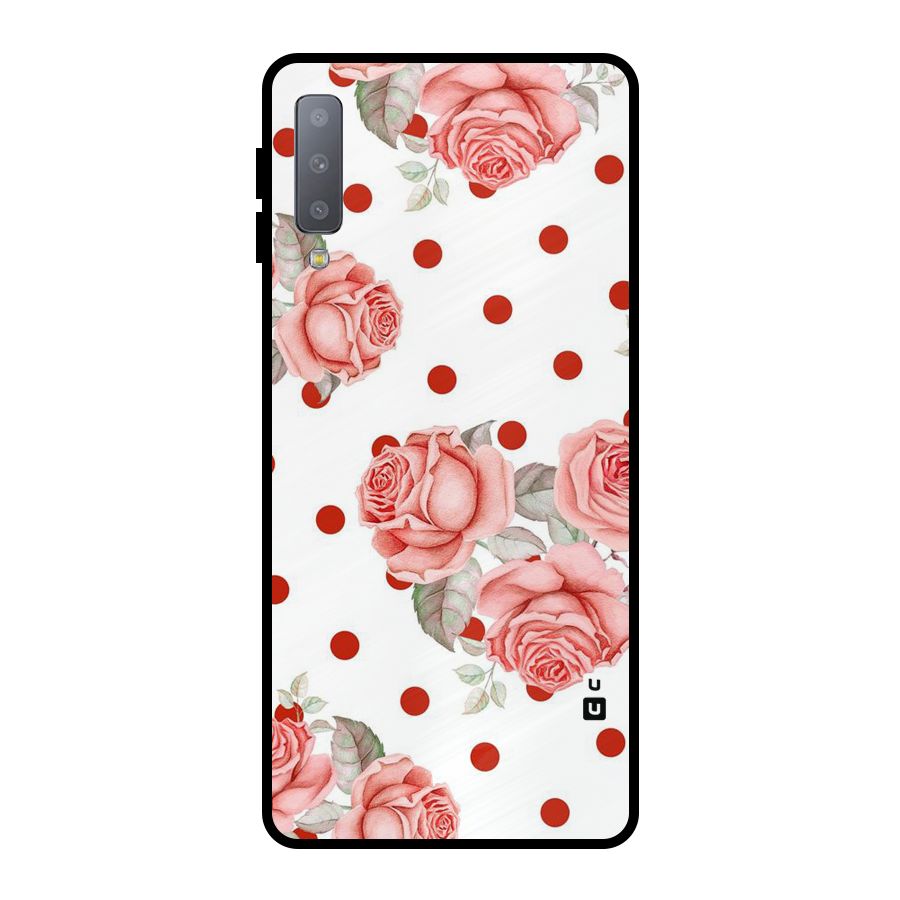 Red Peach Shade Flowers Metal Back Case for Galaxy A7 (2018)