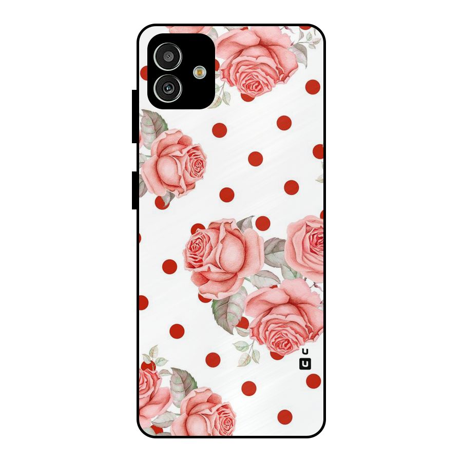 Red Peach Shade Flowers Metal Back Case for Galaxy M13 5G