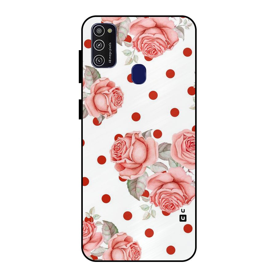 Red Peach Shade Flowers Metal Back Case for Galaxy M21