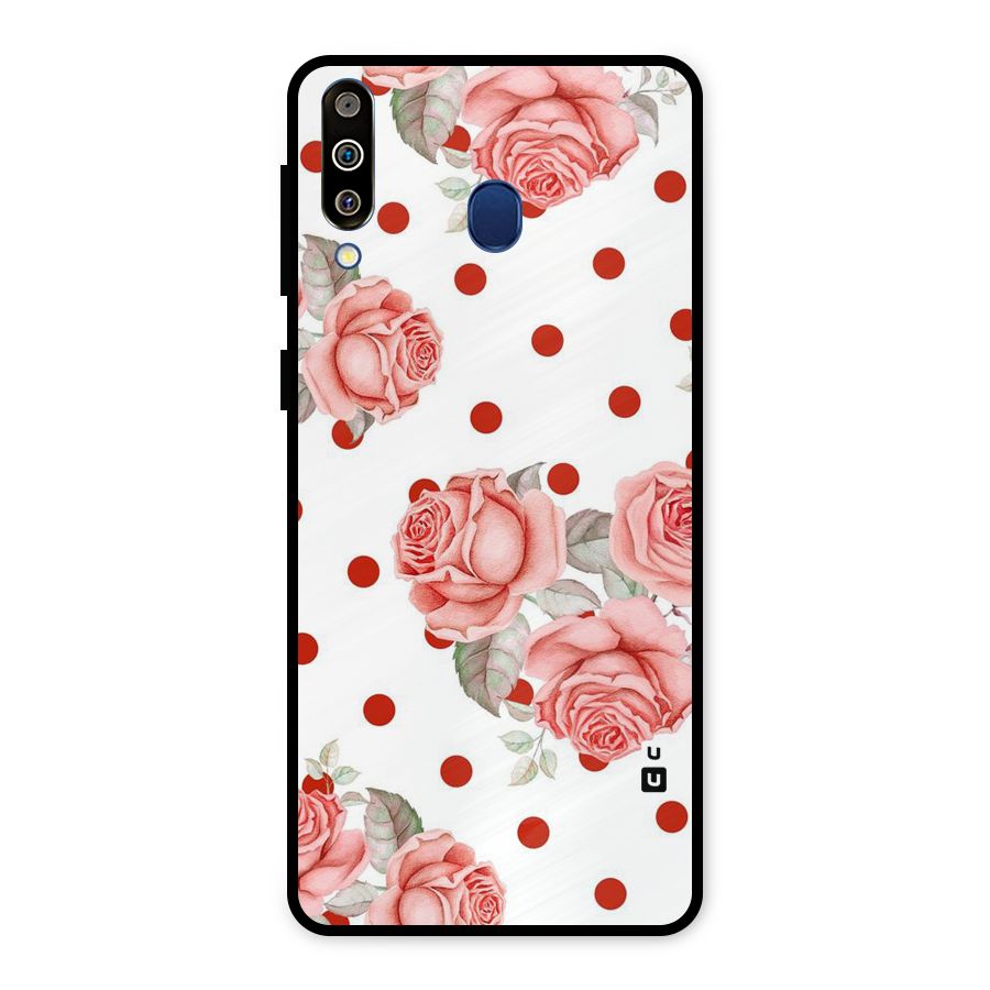 Red Peach Shade Flowers Metal Back Case for Galaxy M30