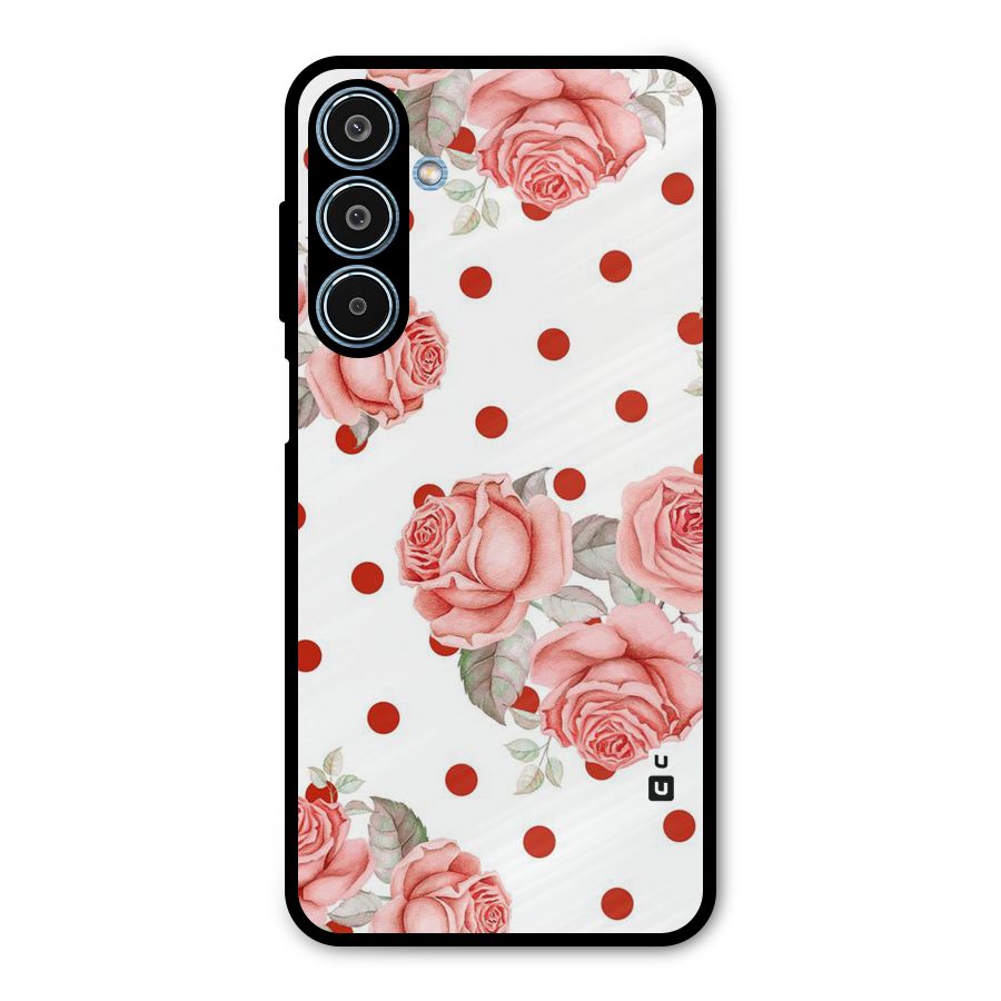 Red Peach Shade Flowers Metal Back Case for Galaxy M35