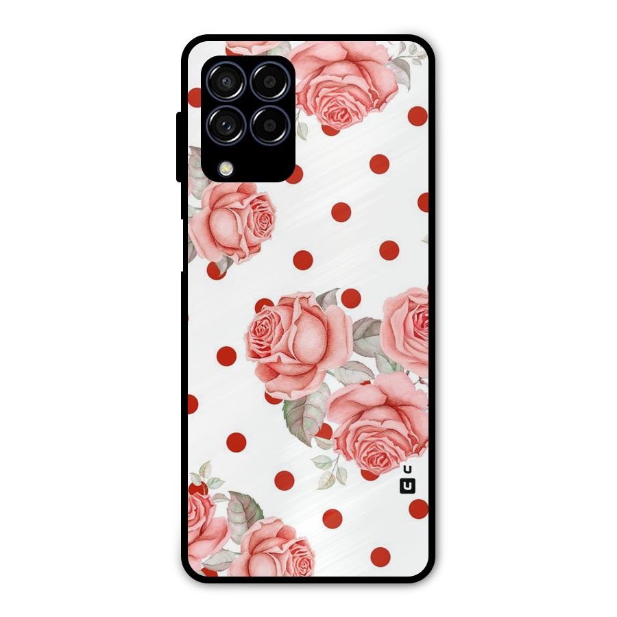 Red Peach Shade Flowers Metal Back Case for Galaxy M53 5G