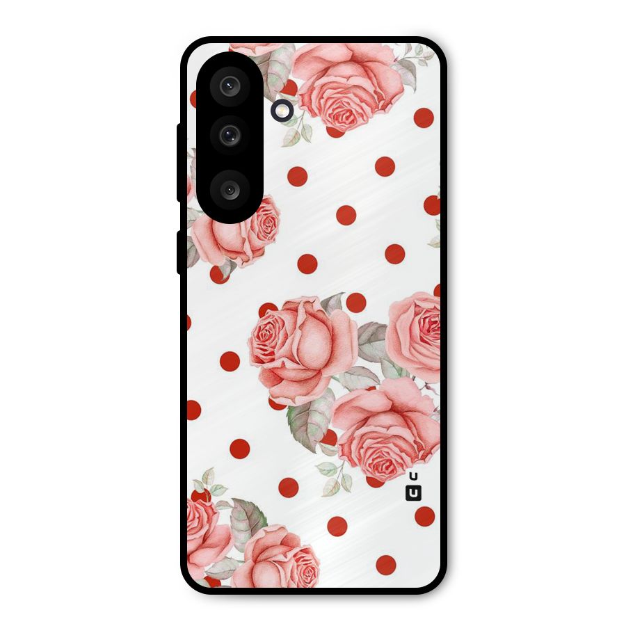 Red Peach Shade Flowers Metal Back Case for Galaxy M56