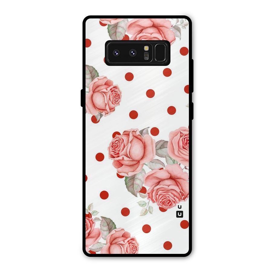 Red Peach Shade Flowers Metal Back Case for Galaxy Note 8