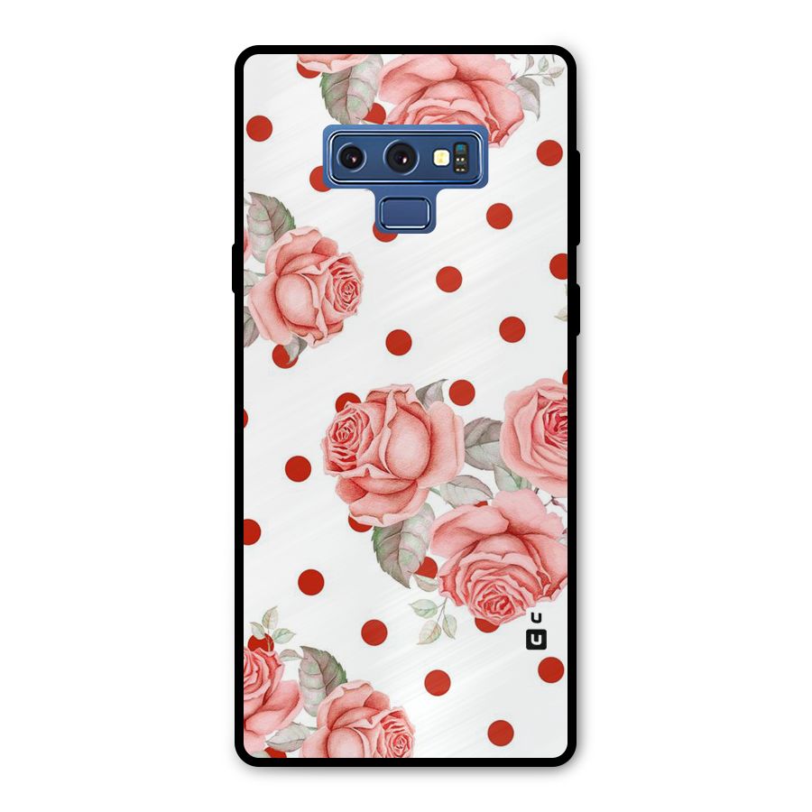Red Peach Shade Flowers Metal Back Case for Galaxy Note 9