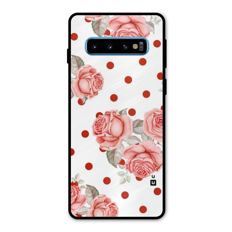 Red Peach Shade Flowers Metal Back Case for Galaxy S10