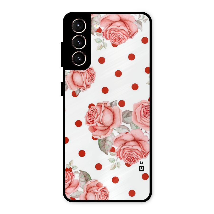 Red Peach Shade Flowers Metal Back Case for Galaxy S21 5G